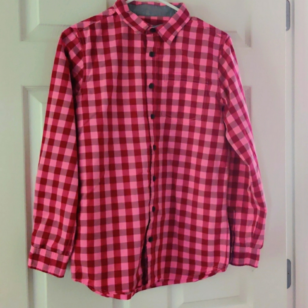 Cat & Jack pink plaid button down